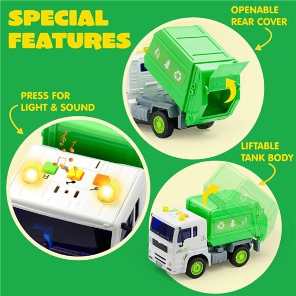 4 Pcs 7" Long Vehicle Toy Set, Toddlers Cars with Lights and Siren Sound - Picture 4 of 7